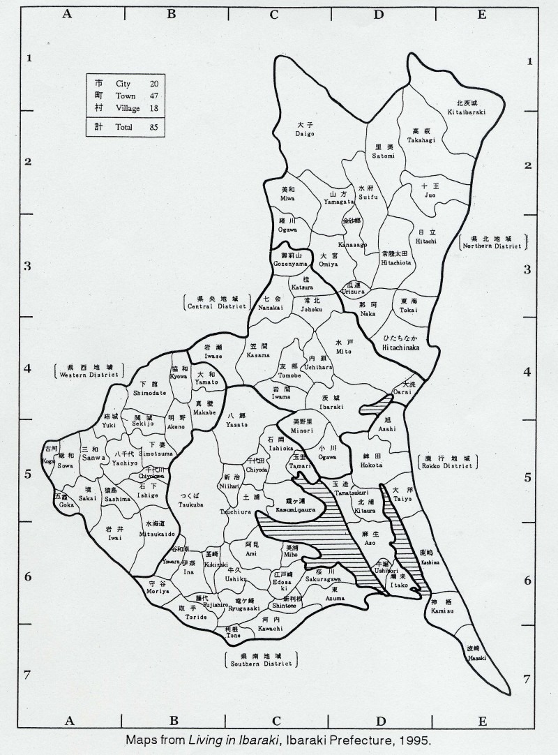 Map of Ibaraki Prefecture.